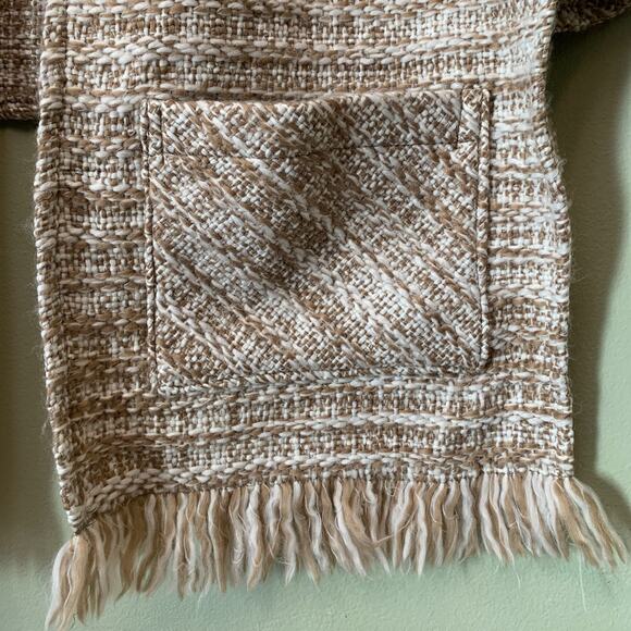 Boyne Valley Weavers Shawl OS Cream Beige Handcrafted Ireland Fringe Wrap - Picture 7 of 11